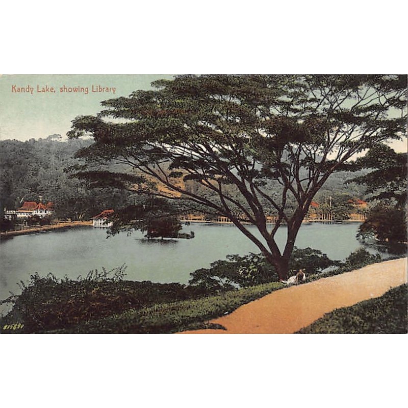 SRI LANKA - Kandy Lake, showing Library - Publ. Plâté & Co. 113
