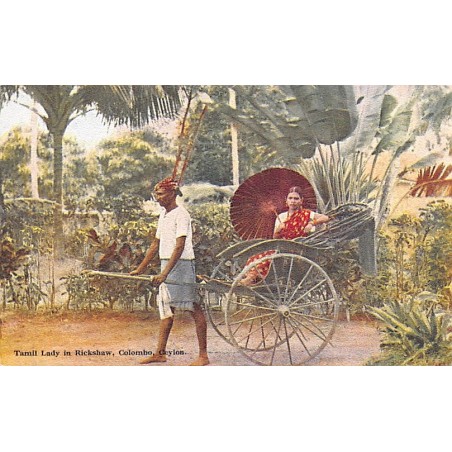 Sri Lanka - Tamil Lady in Rickshaw - Publ. Plâté Ltd. 80