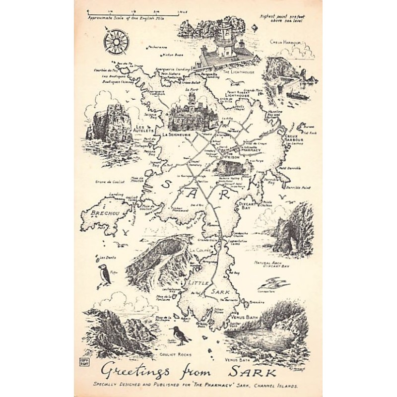 Rare collectable postcards of SARK. Vintage Postcards of SARK