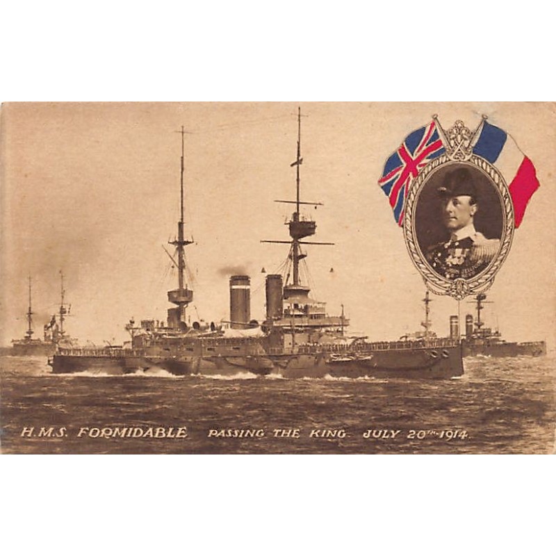 United Kingdom - H.M.S. Formidable passing the King, July 20th 1914 - Publ. Unknown Series N. 233