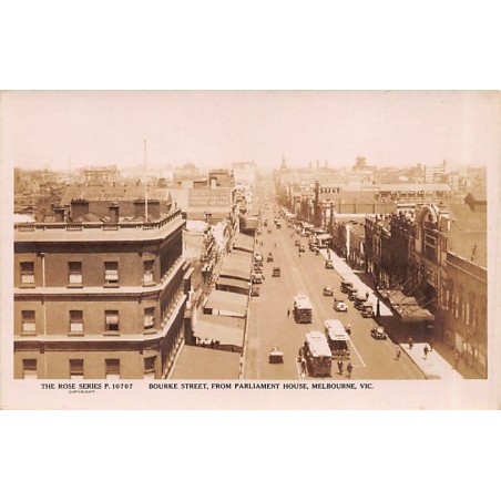 Australia - MELBOURNE - Bourke Street from Parliament House - Publ. The Rose Series 10707