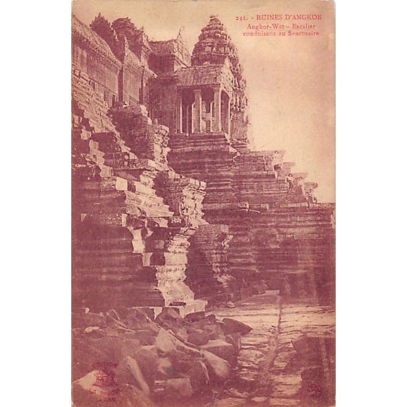 Cambodia - Ruins of Angkor - Staircase - Publ. La Pagode 242