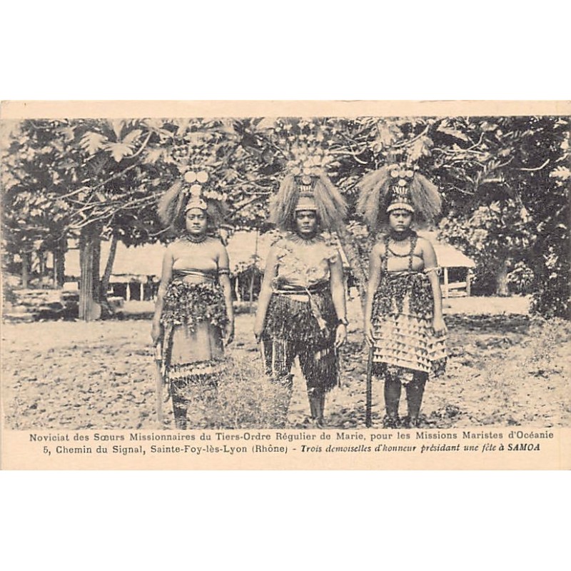 Samoa - Three bridesmaids presiding over a party - Publ. Sisters of the Third Order Regular of Mary